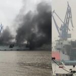 На одном из крупнейших китайских боевых кораблей вспыхнул пожар