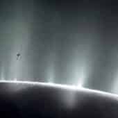 Космический зонд над гейзерами Энцелада: взгляд художника