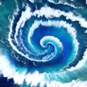 Художественное изображение океанического вихря. Сгенерировано нейросетью Dream.ai