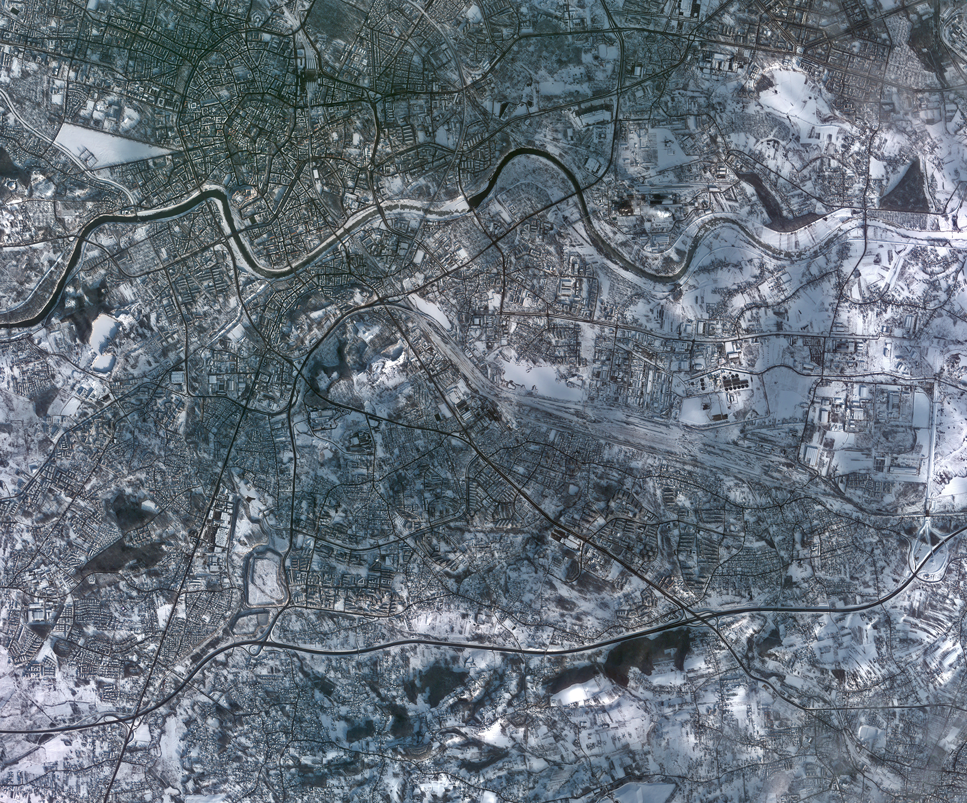 Карта спутниковая зимой