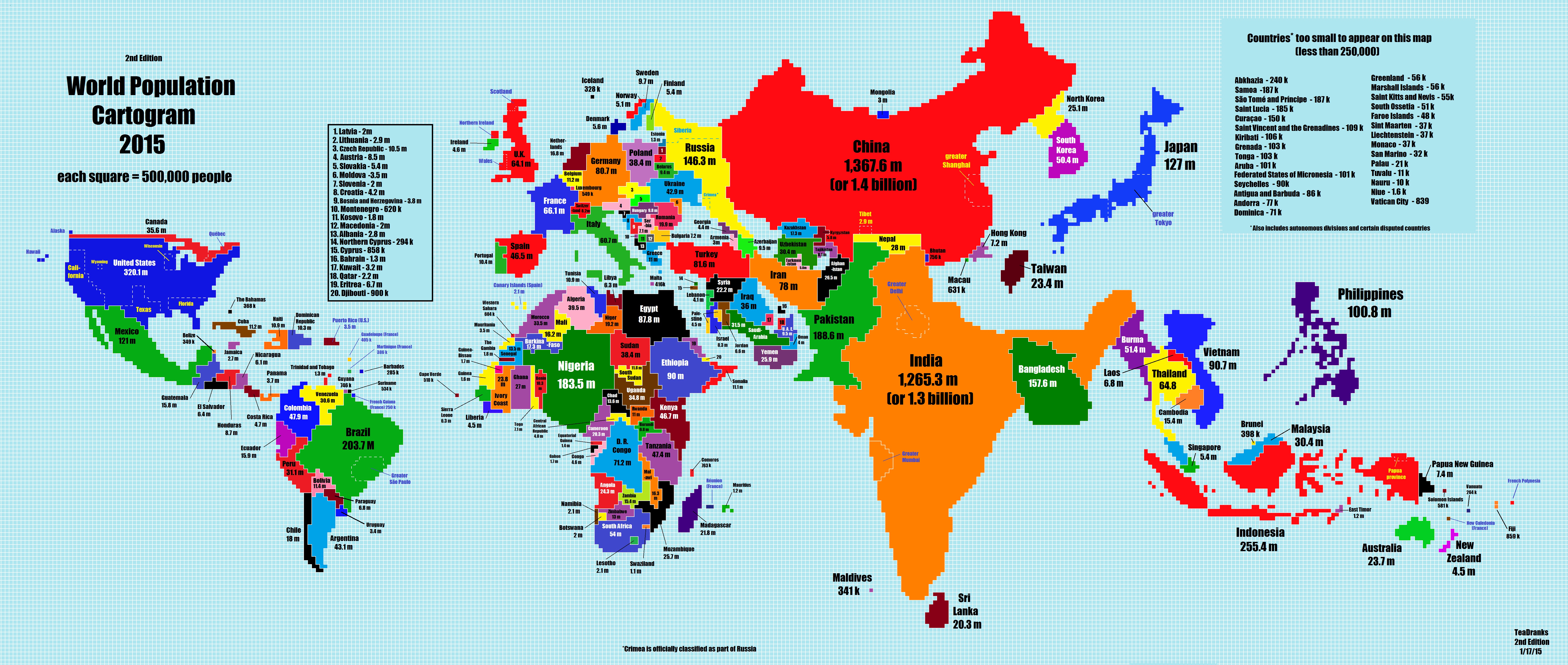 Появилась карта мира, на которой вместо России Китай