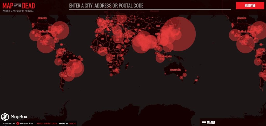 Сервис Map of the dead поможет спастись в случае нашествия зомби – иллюстрация к материалу на Naked Science