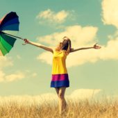 mood-girl-dress-color-hands-smile-summer-umbrella-umbrella-happiness-freedom-freedom-openness-warmth-plants-nature-field-sun-sky-clouds-background-freedom