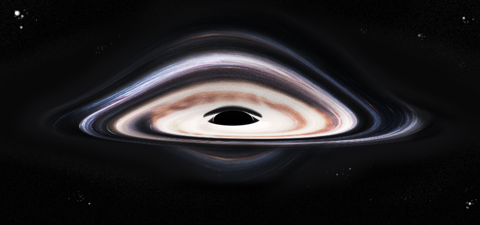  Рисунок художника: оптическое искажение аккреционного диска вокруг чёрной дыры / ©wikipedia 