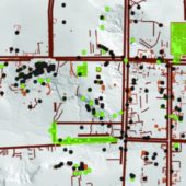 Карта Махендрапарваты. Зеленым показаны фрагменты, восстановленные до использования лидара, красным — картина, полученная при сканировании местности.