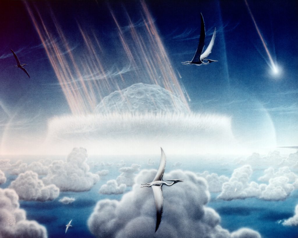 Первые мгновения после взрыва Чикслубского астероида 66 миллионов лет назад / © Wikimedia Commons