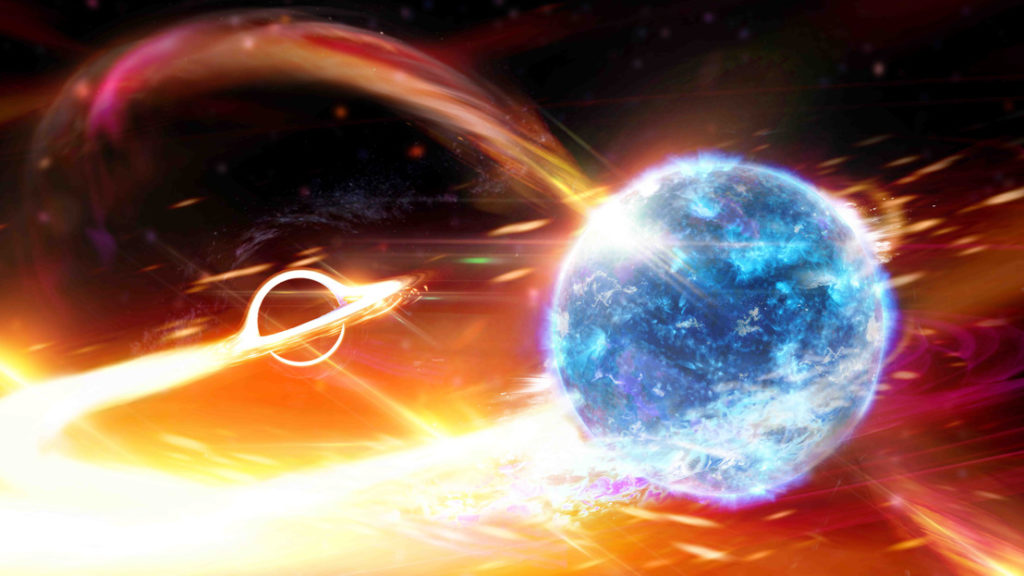 Ученые сравнили черную дыру, пожирающую нейтронную звезду, с Пакмэном из одноименной компьютерной игры / ©Carl Knox, OzGrav ARC Centre of Excellence