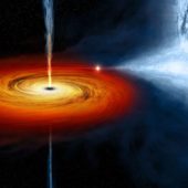 Визуализация двойной системы, состоящий из черной дыры и звезды