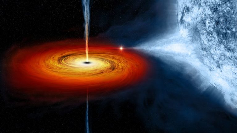 Визуализация двойной системы, состоящий из черной дыры и звезды