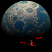 Земля в архее (4,0-2,5 миллиарда лет назад) в представлении художника / ©Simone Marchi (SwRI), SSERVI, NASA