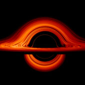 На компьютерной визуализации фотонный диск показан тонкой линией на фоне тени черной дыры