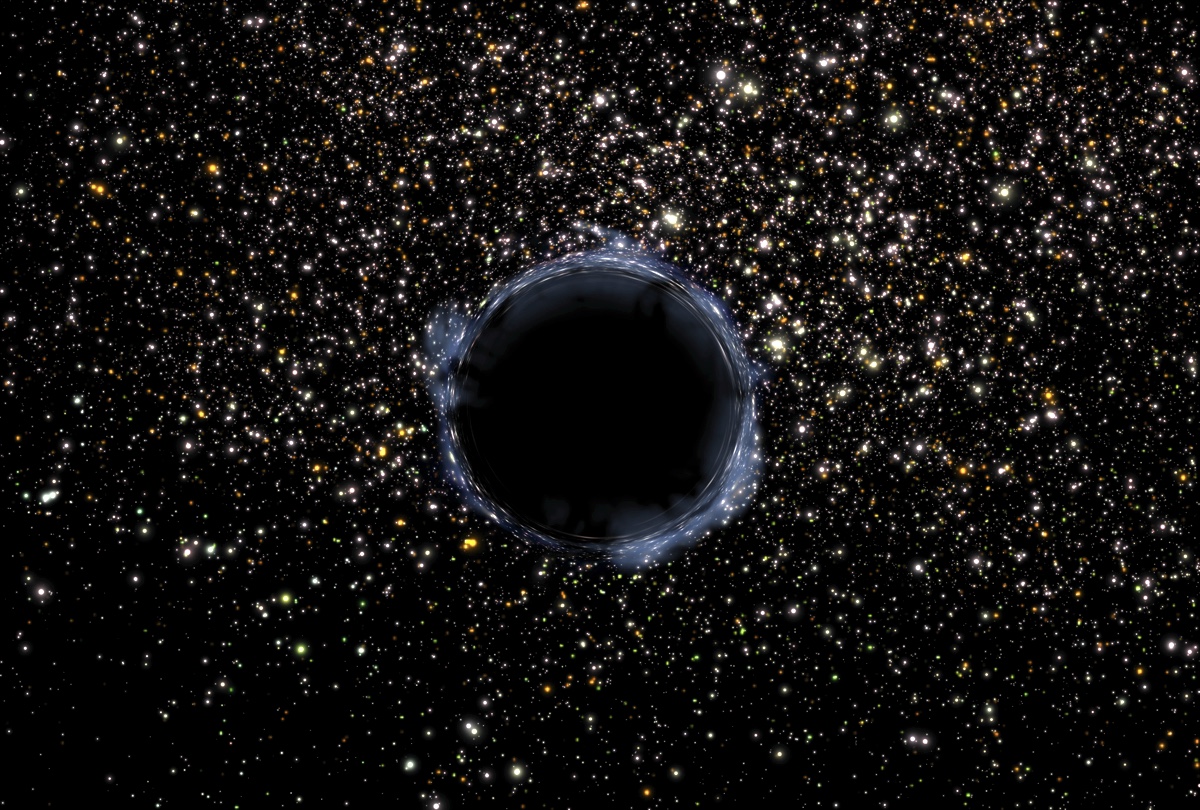 Черная дыра в далеком звездном скоплении: взгляд художника