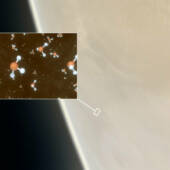 Изображение Венеры со вставкой, показывающей молекулы фосфина, обнаруженные в верхних слоях облаков / ©ESO / M. Kornmesser / L. Calçada & NASA / JPL / Caltech