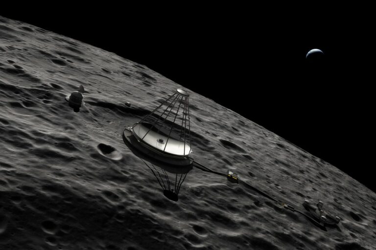 Графический концепт Лунного жидкостного зеркального телескопа, прообраза Предельно большого телескопа