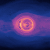 Компьютерная симуляция двух сливающихся черных дыр