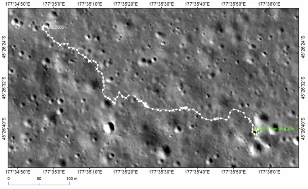 Карта передвижений «Юйту-2» по лунной поверхности
