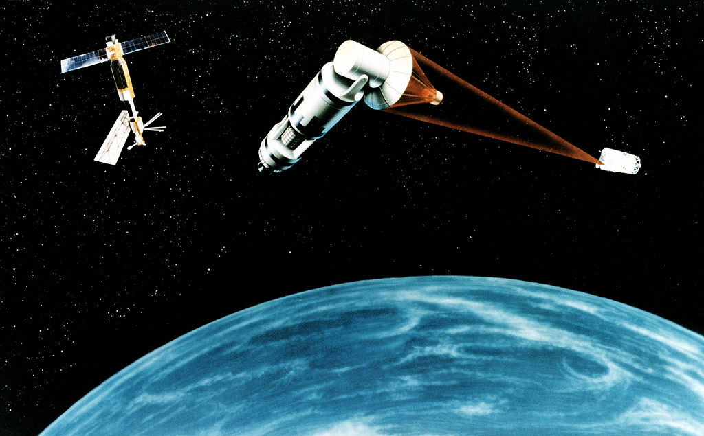 Концепт Space Laser Satellite Defense System, 1984 год. Легко видеть, что США думали о лазерном перехвате МБР еще до того, как это стало технически и экономически осмысленным. Starship сделает космические полеты в 100 раз дешевле, и трудно себе представить, что Пентагон не воспользуется этим ради оживления старых идей  / ©U.S. Air Force