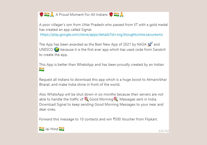 Фейк о написанном на санскрите мессенджере Signal спровоцировал массовый побег индийцев из WhatsApp