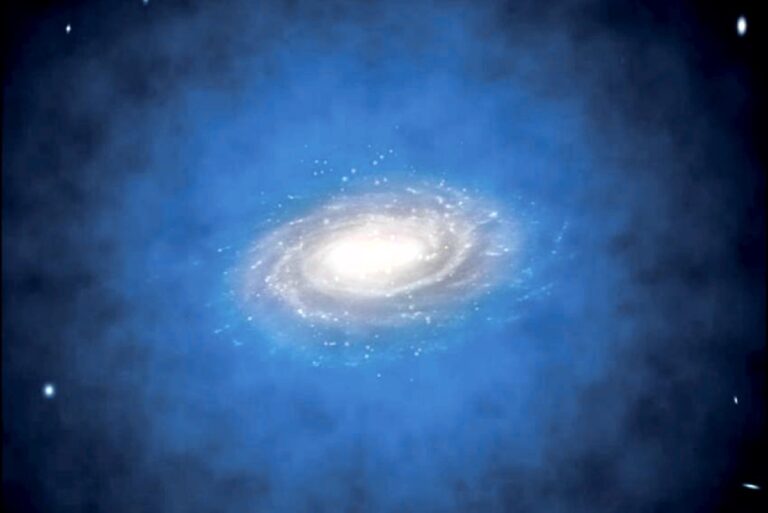 Спиральная галактика в окружении гало темной материи: взгляд художника