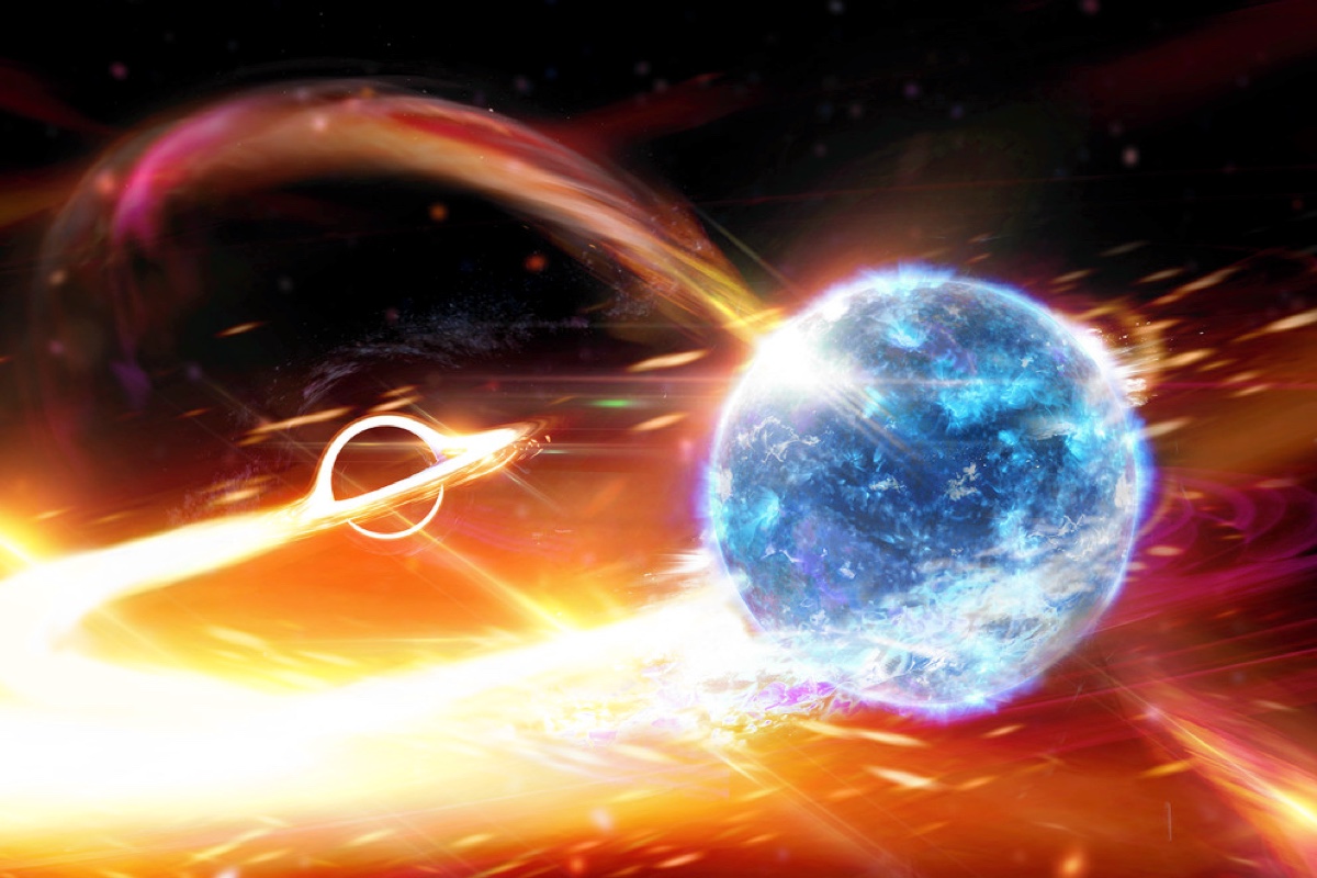 Двойная система черной дыры и нейтронной звезды: взгляд художника