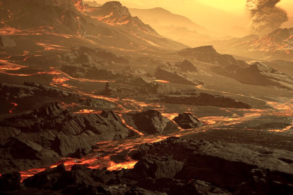 Взгляд художника: реки лавы текут на раскаленной поверхности Gliese 486 b