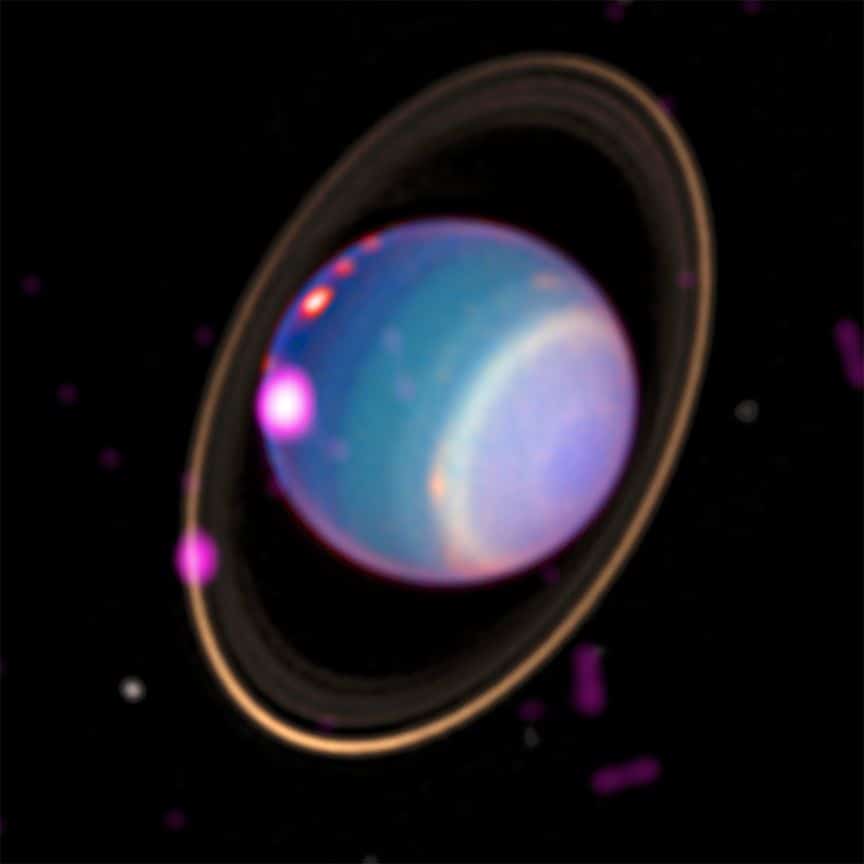 Опубликовано первое фото Урана, показывающее его свечение в рентгеновском диапазоне