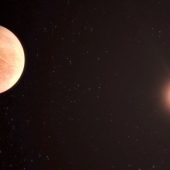 Экзопланета L 98-59b на фоне своей звезды: взгляд художника