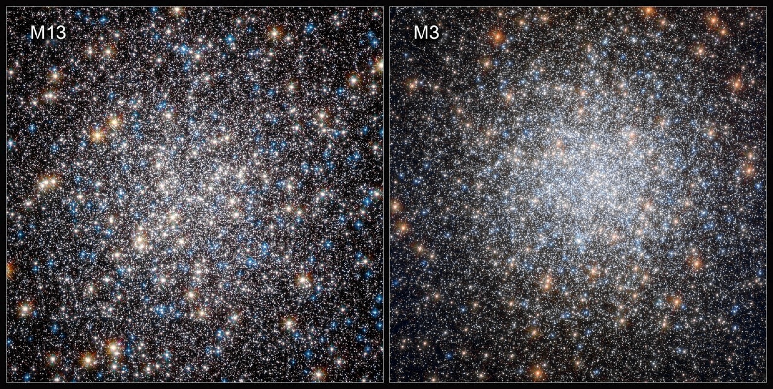 Шаровые скопления М 3 и М 13 на снимках телескопа Hubble