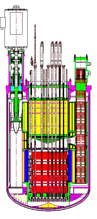 Моноблочный реактор СВБР на 100 мегаватт электрической мощности. Диаметр его около 4,5 метра, высота примерно 7,5 метра, то есть это исключительно компактная конструкция, которую в сборе можно перевозить на большие расстояния, без нужды в строительстве циклопических сооружений на месте, как у обычных водо-водяных реакторов / ©Wikimedia Commons