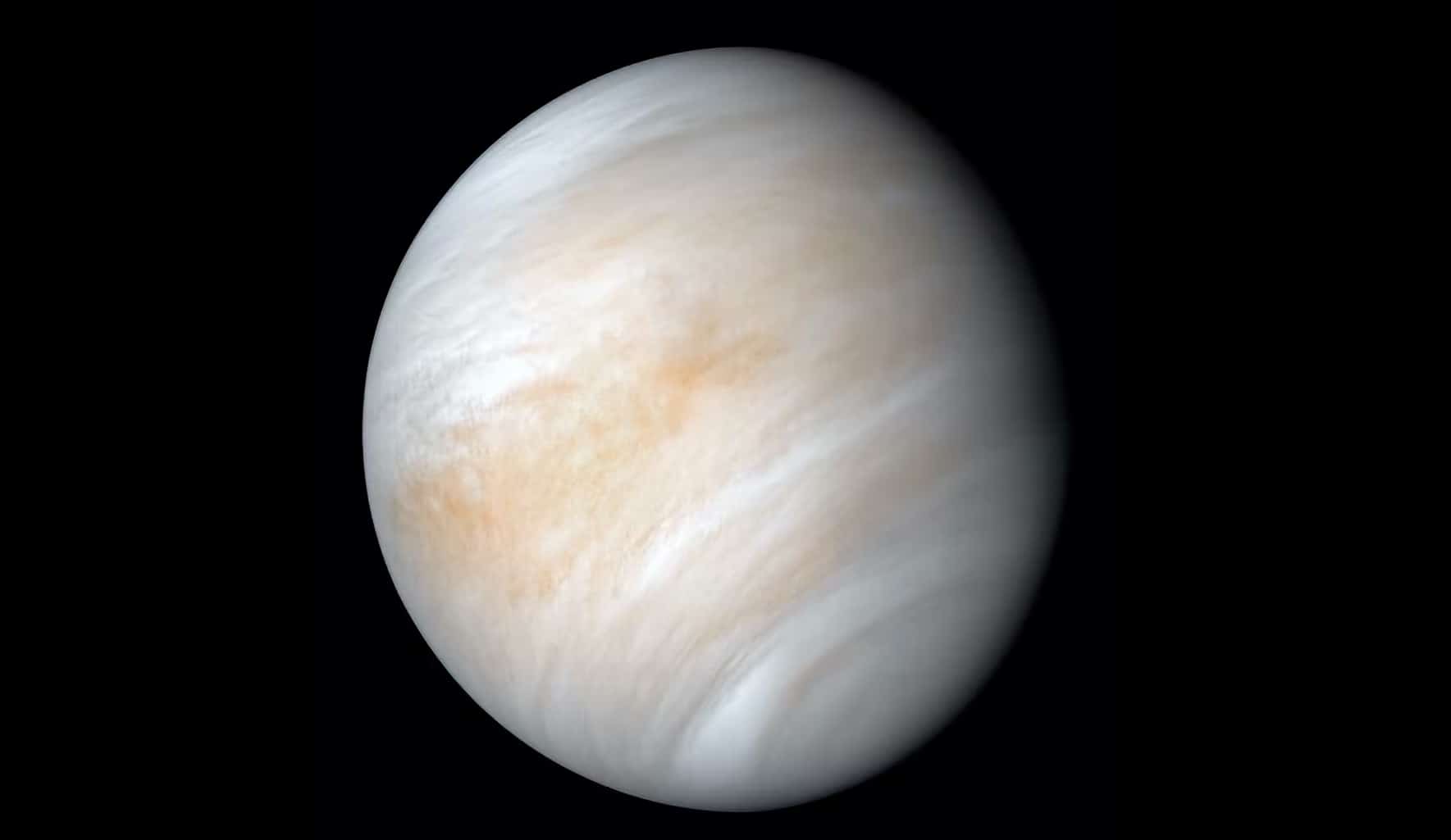 Высококонтрастное изображение облачного покрова Венерыт детали облачного покрова.