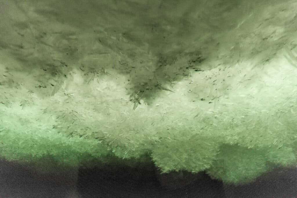 Сростки ледяных кристаллов (шуга), образовавшиеся в результате «перевернутого снегопада» подо льдом антарктических морей.