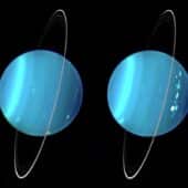 Два полушария Урана и система его колец на снимках телескопа Keck