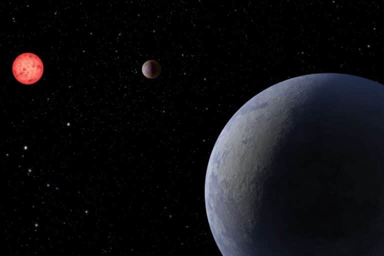 Планета LP 890-9 с и ее соседка на фоне красного карлика