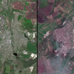 Спутниковые снимки Бахмута (Артемовска) до и после начала боевых действий