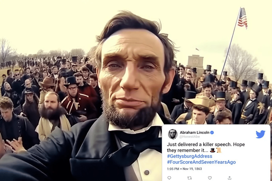 Авраам Линкольн: «Только что произнес убийственную речь. Надеюсь, они ее запомнят… #Геттисбергское послание» / © Midjourney