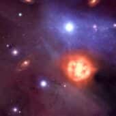 Старая звезда в молекулярном облаке NGC2264: взгляд художника