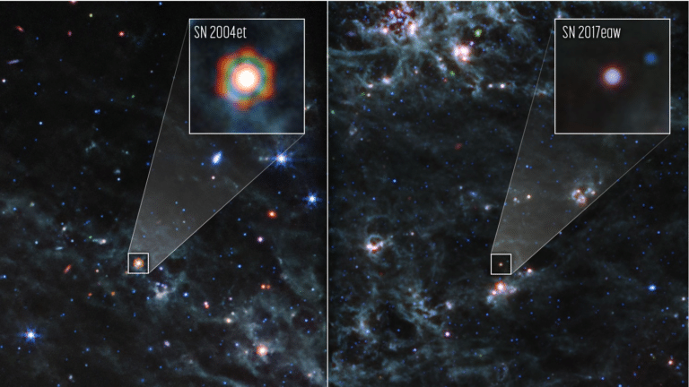 Сверхновые SN 2004et и SN 2017eaw в спиральной галактике NGC 6946 / © NASA