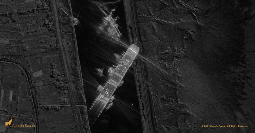 Спутниковый снимок контейнеровоза Эвер Гивен