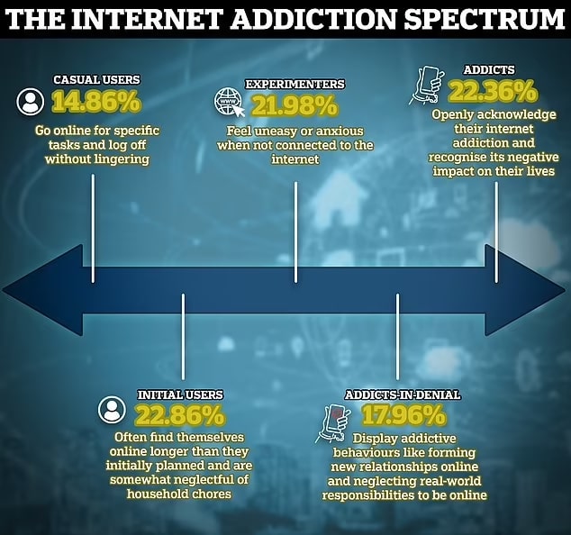 Спектр интернет-зависимости пользователей разных возрастов / © Daily mail