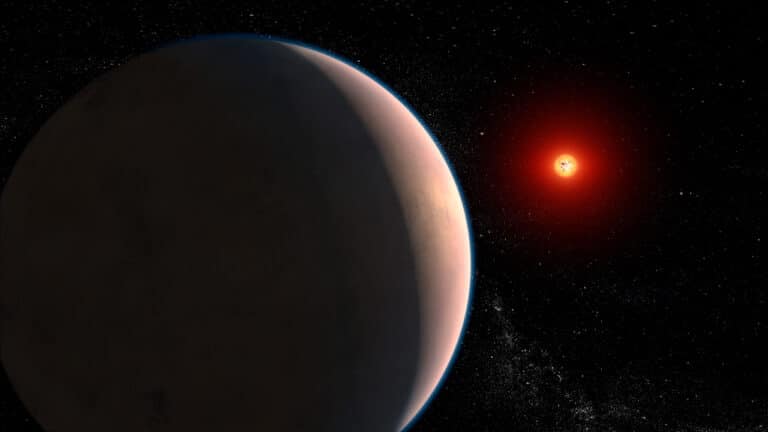 Экзопланета GJ 486 b у красного карлика в представлении художника