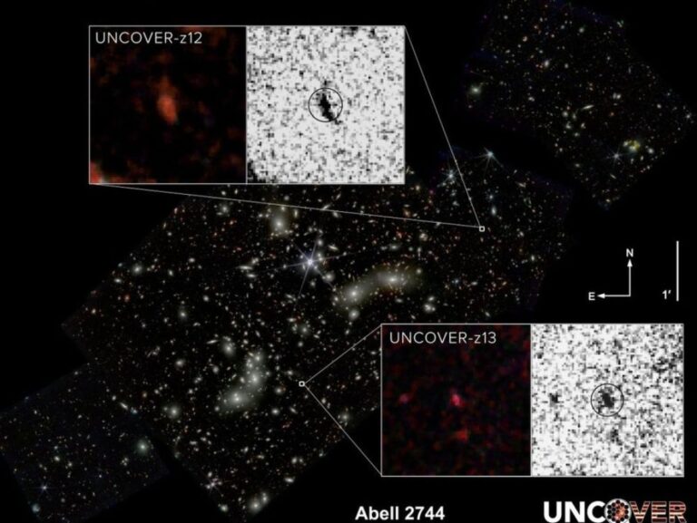 Две новые далекие галактики / © NASA; UNCOVER; Bezanson et al.; Wang et al.; Dani Zemba / Penn State