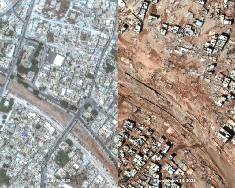 Последствия наводнения в ливийском городе Дерна / © Maxar Technologies 
