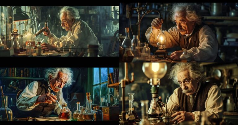 «Альберт Эйнштейн проводит научный эксперимент» — Midjourney v6 / © Midjourney