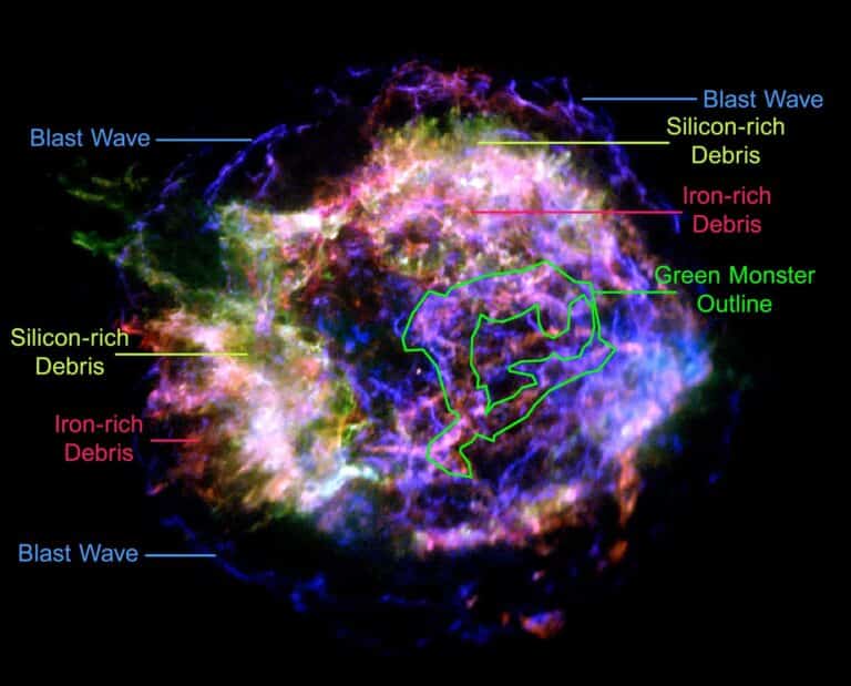 Комбинированное изображение остатка сверхновой Кассиопея А / © NASA / ESA / CSA/STScI