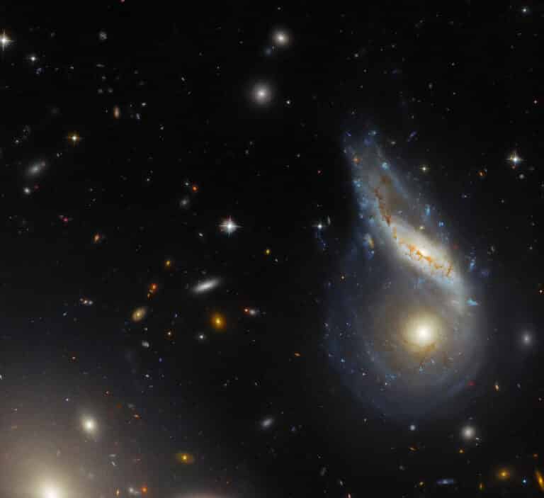 Объект Arp 122 / © ESA / Hubble & NASA, J. Dalcanton, Dark Energy Survey / DOE / FNAL / DECam / CTIO / NOIRLab / NSF / AURAAcknowledgement: L. Shatz  