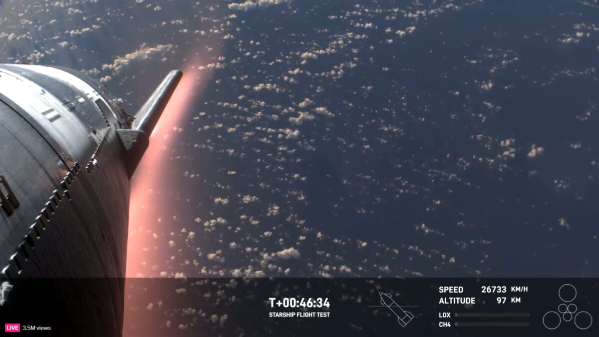 Starship возвращается в атмосферу Земли / © SpaceX