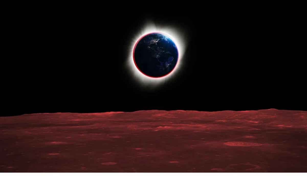 Так может выглядеть солнечное затмение на Луне / © NASA / Aubrey Gemignani / Dima Zel / Shutterstock