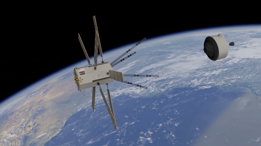 Рендер космического аппарата Exploration Labs, предназначенного для захвата астероидов / © Exploration Labs