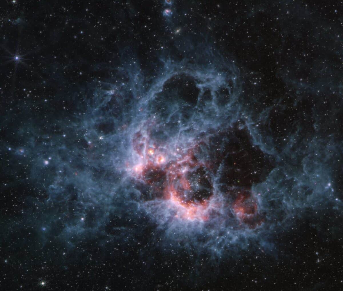Туманность NGC 604 в среднем инфракрасном диапазоне / © NASA, ESA, CSA, STScI