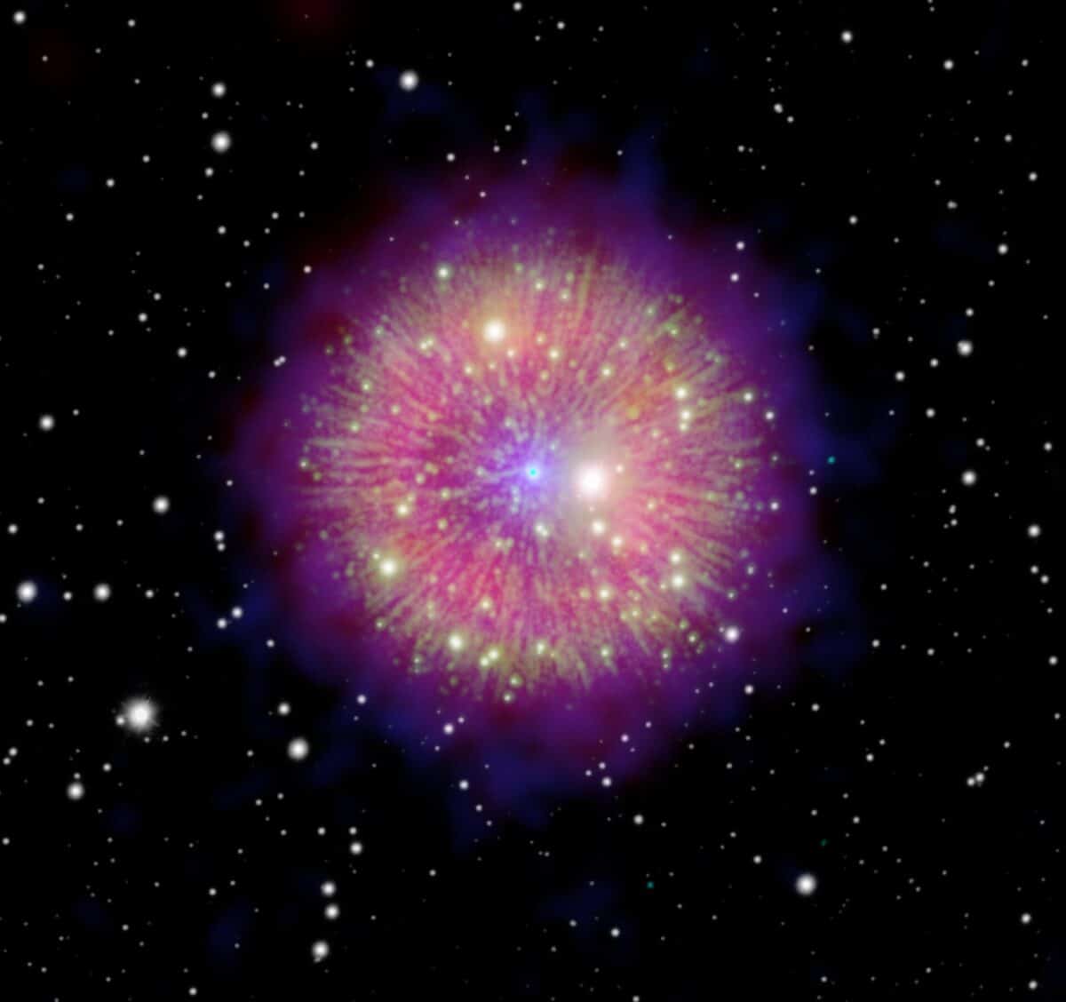 Составное изображение остатка сверхновой 1181 года  / © G. Ferrand and J. English (U. of Manitoba), NASA / Chandra / WISE, ESA / XMM, MDM / R.Fessen (Dartmouth College), Pan-STARRS